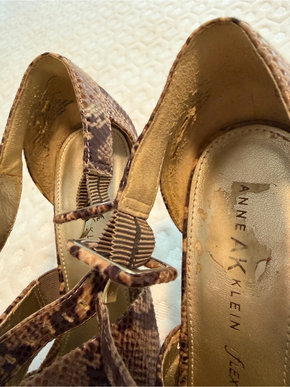 Anne Klein Taupe/Brown Snake-Print Slingback Heels - Picture 4 of 6
